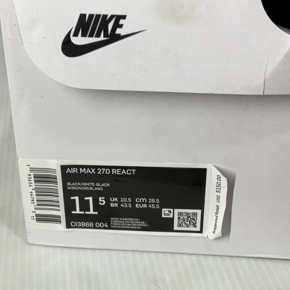 Nike air max 270 react running shoes size 11.5 men US - Picture 5 of 5